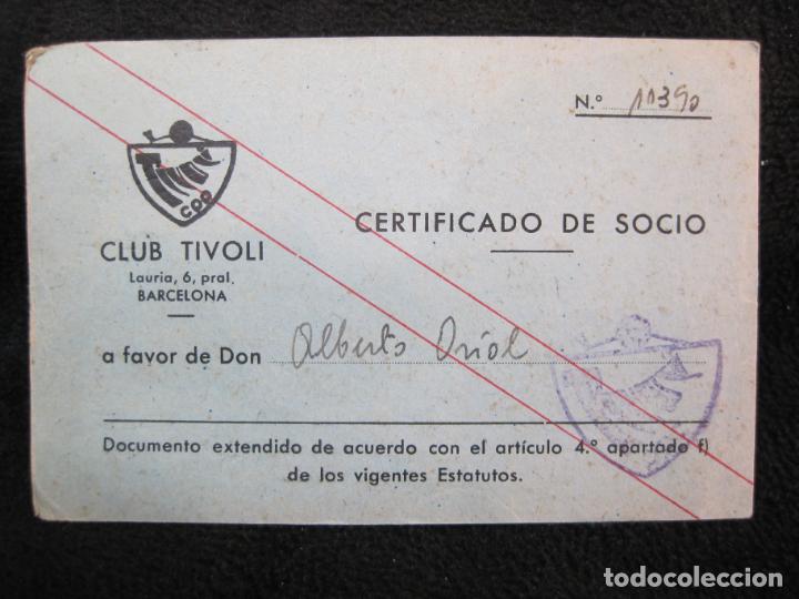 Coleccionismo deportivo: BARCELONA-CLUB TIVOLI-CERTIFICADO DE SOCIO-CARNET-AÑO 1957-VER FOTOS-(77.543) - Foto 2 - 240929315