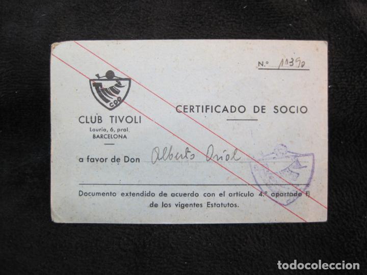 BARCELONA-CLUB TIVOLI-CERTIFICADO DE SOCIO-CARNET-AÑO 1957-VER FOTOS-(77.543) (Coleccionismo Deportivo - Documentos de Deportes - Otros)