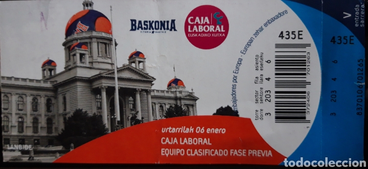 Coleccionismo deportivo: ENTRADA BASKONIA EN EUROLIGA - Foto 1