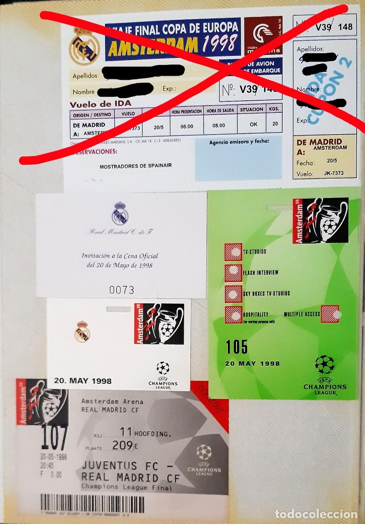 Coleccionismo deportivo: REAL MADRID-8&ordm; COPA DE EUROPA-20 MAYO 1998-INVITACI&Oacute;N A LA CENA OFICIAL, 2 PASES BACKSTAGE y ENTRADA