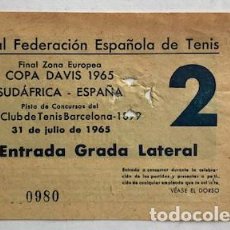 Coleccionismo deportivo: ENTRADA [TICKET] COPA DAVIS 31 DE JULIO 1965 SUDÁFRICA-ESPAÑA. REAL CLUB DE TENIS (BARCELONA)