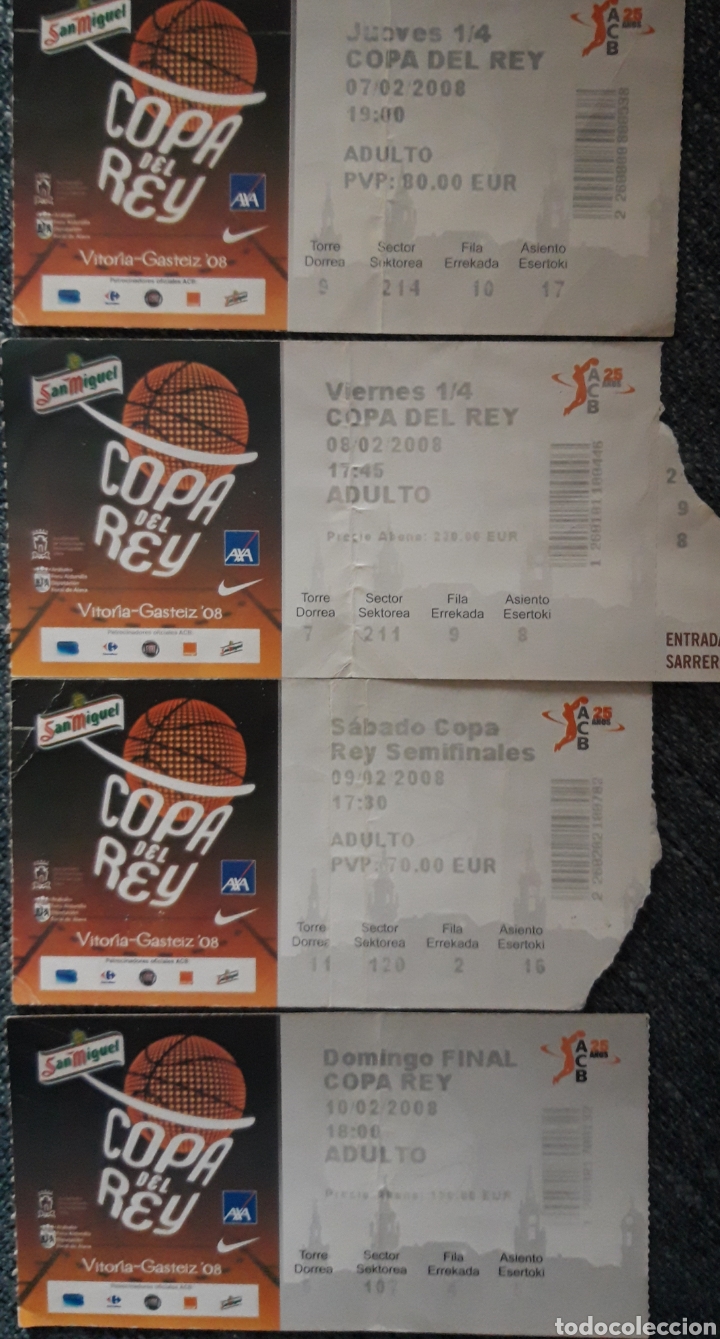 Coleccionismo deportivo: ENTRADA S FASE FINAL COPA DEL REY DE BASKET. VITORIA 2008 - Foto 1