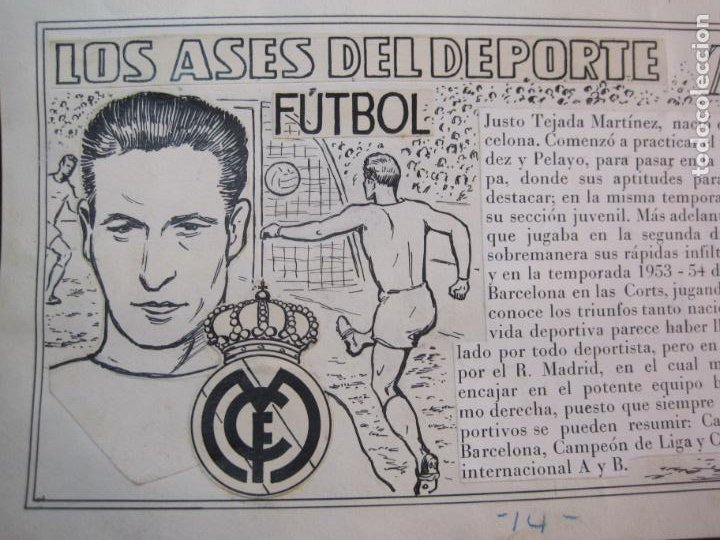 Coleccionismo deportivo: TEJADA-REAL MADRID-FC BARCELONA-ASES DEL DEPORTE-ORIGINAL A PLUMA-VER FOTOS-(K-2059) - Foto 2 - 248056205