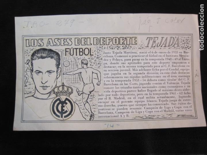 TEJADA-REAL MADRID-FC BARCELONA-ASES DEL DEPORTE-ORIGINAL A PLUMA-VER FOTOS-(K-2059) (Coleccionismo Deportivo - Documentos de Deportes - Otros)