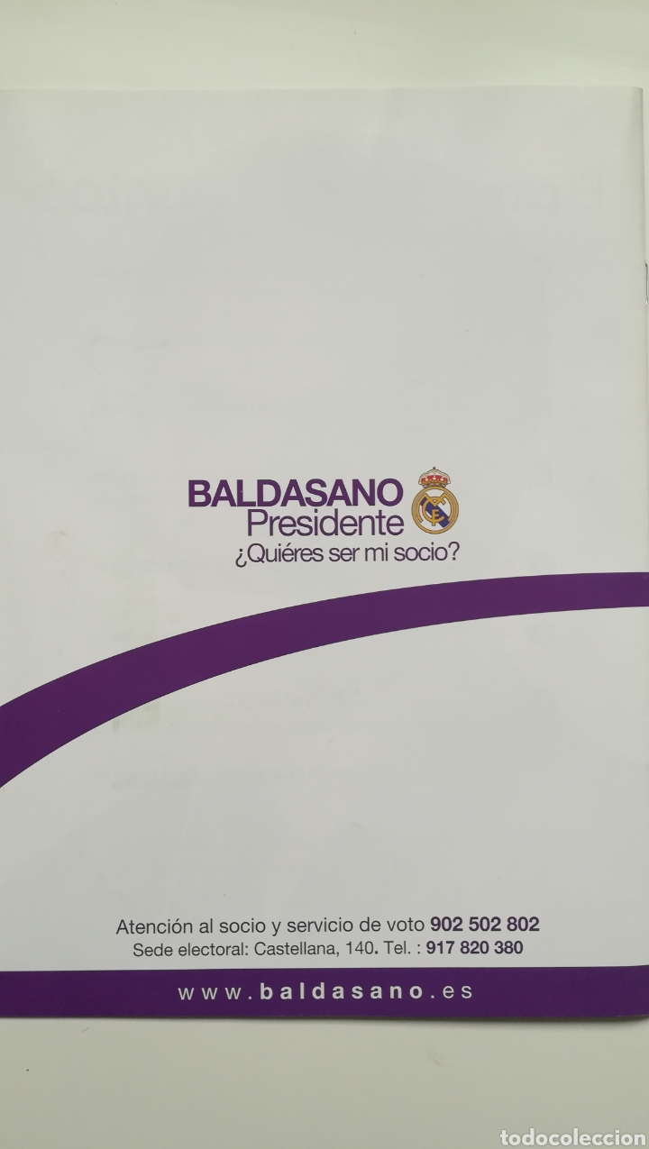 Coleccionismo deportivo: ELECCIONES PRESIDENCIA BALDASANO REAL MADRID 2006 PROGRAMA - Foto 2