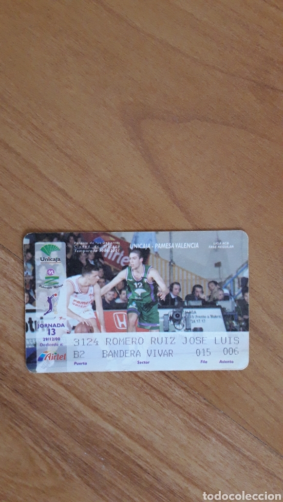 Coleccionismo deportivo: ENTRADA UNICAJA BALONCESTO Y PAMESA VALENCIA. 2000 - Foto 1