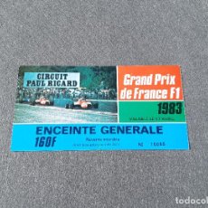 Coleccionismo deportivo: ENTRADA DE FORMULA 1 - GRAND PRIX DE FRANCE F1 1983 - TICKET - CIRCUIT PAUL RICARD. Lote 263110280