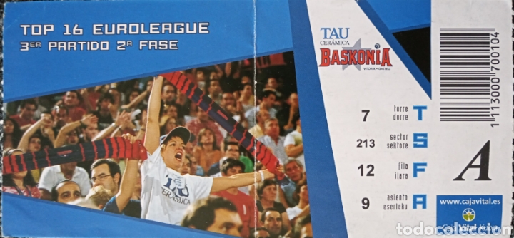 Coleccionismo deportivo: ENTRADA BASKONIA EUROLIGA - Foto 1