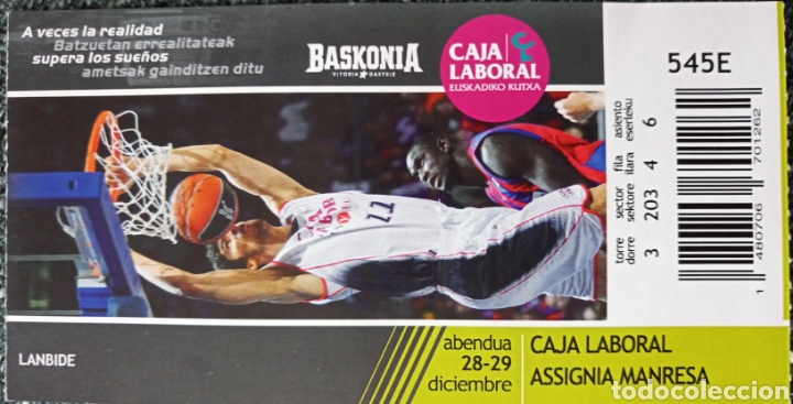 Coleccionismo deportivo: ENTRADA BASKONIA VS ASSIGNIA MANRESA - Foto 1