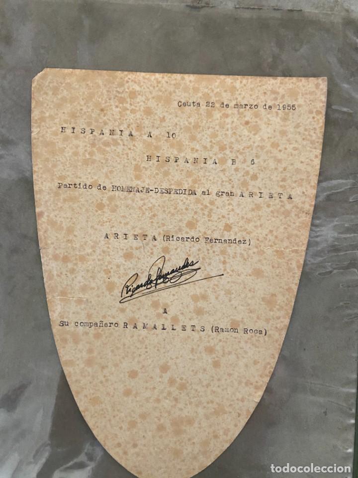 Coleccionismo deportivo: documento de arieta a ramallets firmado correcto partido honenaje - Foto 1