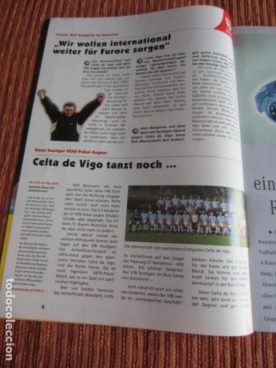 Coleccionismo deportivo: 2001-PROGRAMA OFICIAL ORIGINAL PARTIDO F&Uacute;TBOL.STUTTGART-CELTA DE VIGO.COPA UEFA - Foto 2