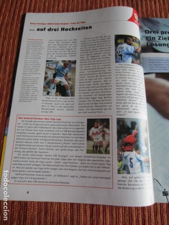 Coleccionismo deportivo: 2001-PROGRAMA OFICIAL ORIGINAL PARTIDO F&Uacute;TBOL.STUTTGART-CELTA DE VIGO.COPA UEFA - Foto 3
