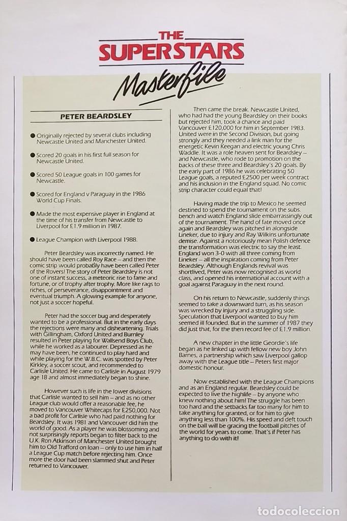 Coleccionismo deportivo: FICHA DE LAS SUPER ESTRELLAS DE MASTERFILE- EDICION INGLESA - PETER BEARDSLEY INGLATERRA - Foto 2