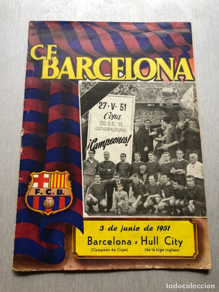 Coleccionismo deportivo: 1951 FC Barcelona Hull City programa oficial - Foto 1