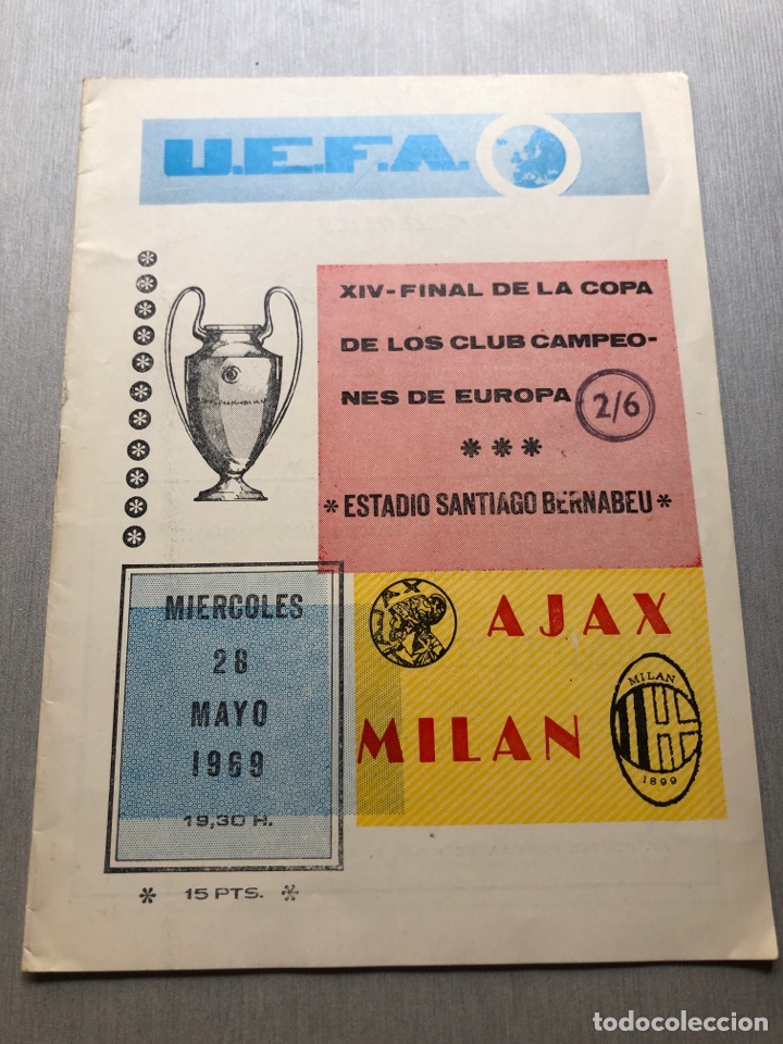 Coleccionismo deportivo: 1969 Ajax Mil&aacute;n Final Copa Europa programa oficial - Foto 1