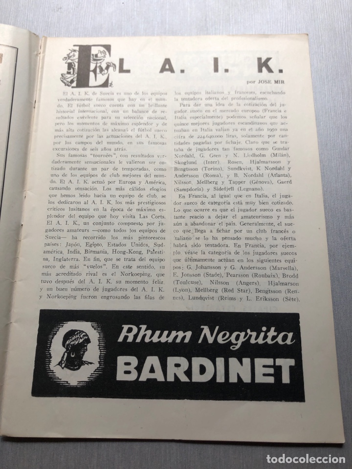 Coleccionismo deportivo: 1955 FC Barcelona AIK Suecia programa oficial - Foto 2