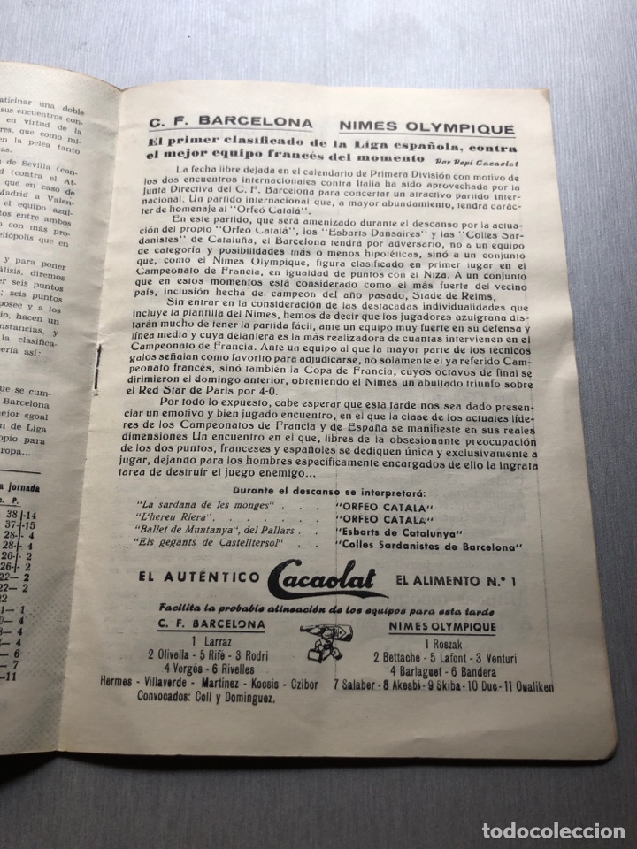 Coleccionismo deportivo: 1959 FC Barcelona Nimes Olympique programa oficial - Foto 3