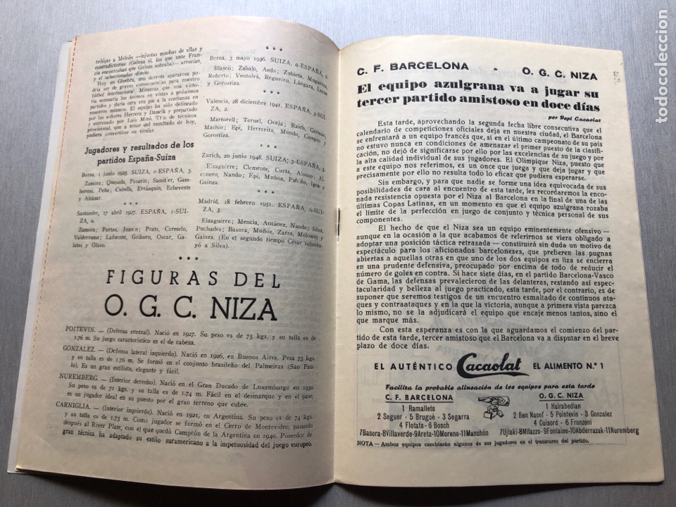 Coleccionismo deportivo: 1955 FC Barcelona OGC Niza programa oficial - Foto 3