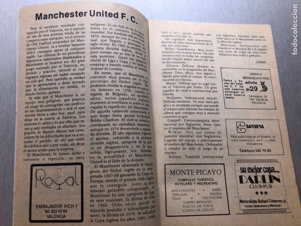 Coleccionismo deportivo: 1982 Valencia Manchester utd programa oficial Copa UEFA - Foto 2