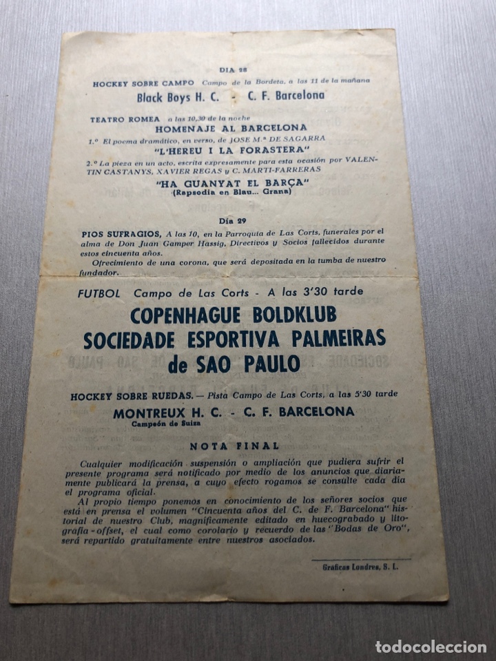 Coleccionismo deportivo: 1949 FC Barcelona programa Bodas de Oro - Foto 4
