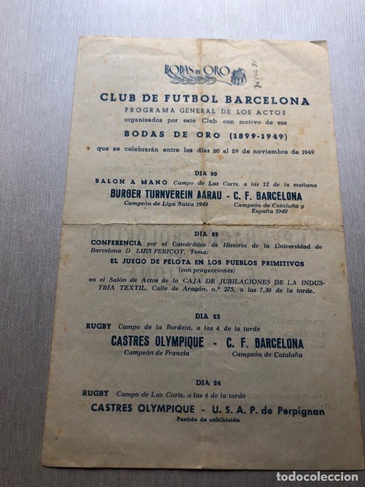 Coleccionismo deportivo: 1949 FC Barcelona programa Bodas de Oro - Foto 1