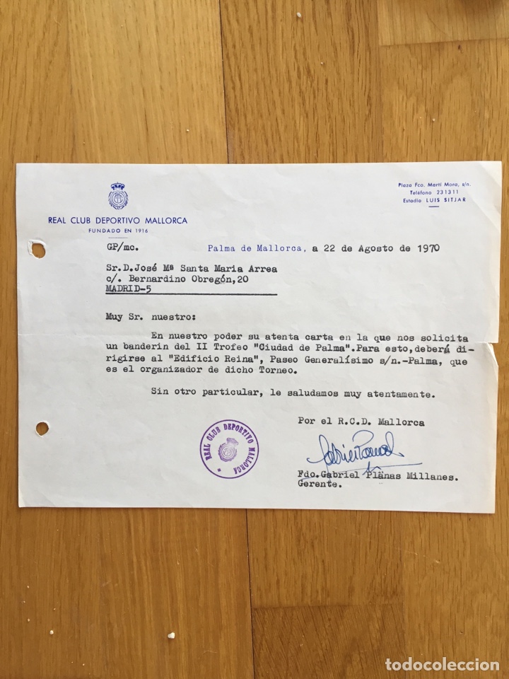 Coleccionismo deportivo: Documento del RCD Mallorca 1970 - Foto 1