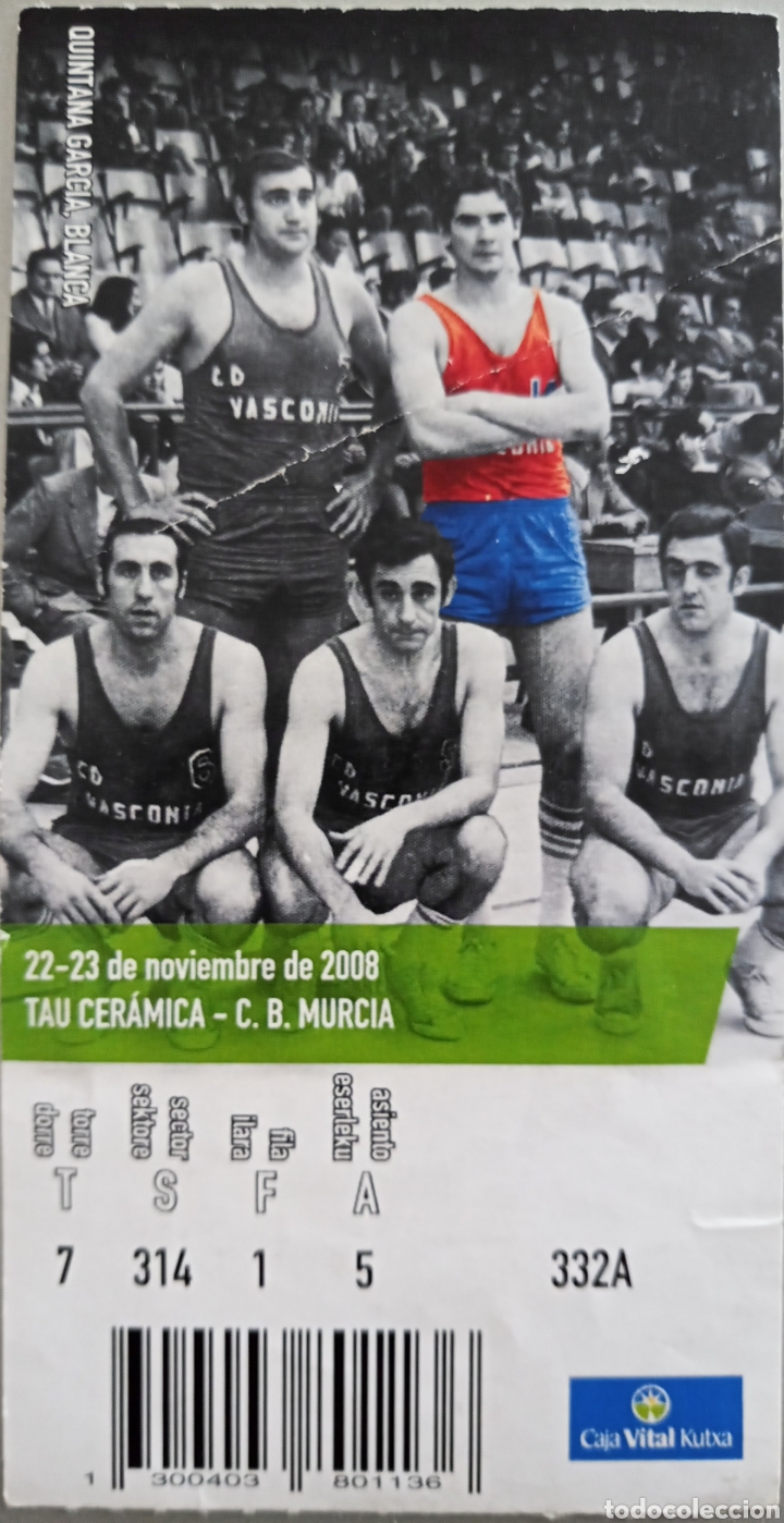 Coleccionismo deportivo: ENTRADA BASKONIA VS CB MURCIA - Foto 1