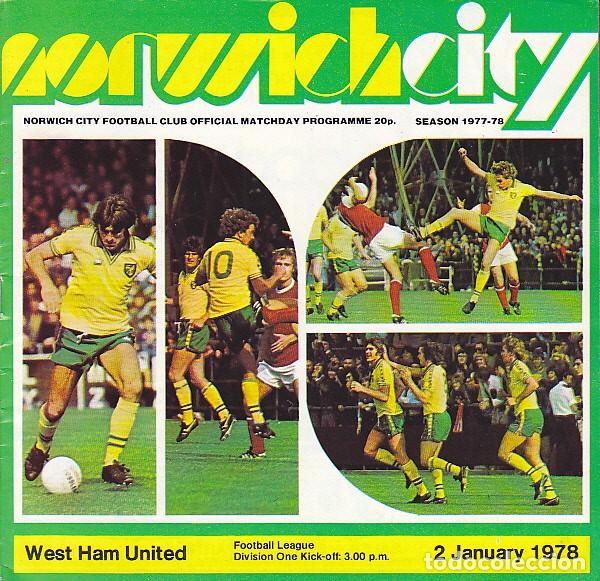 Coleccionismo deportivo: PROGRAMA OFICIAL NORWICH CITY & WEST HAM UNITED 2 ENERO 1978 - Foto 1