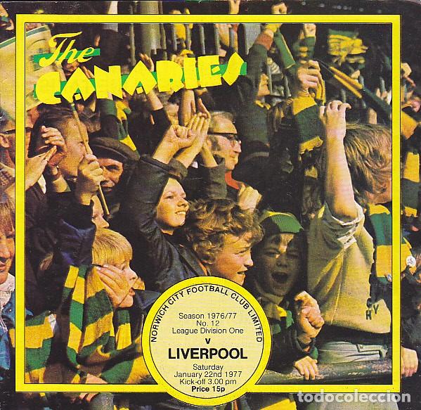 Coleccionismo deportivo: PROGRAMA OFICIAL NORWICH CITY & LIVERPOOL 22 ENERO 1977 - Foto 1