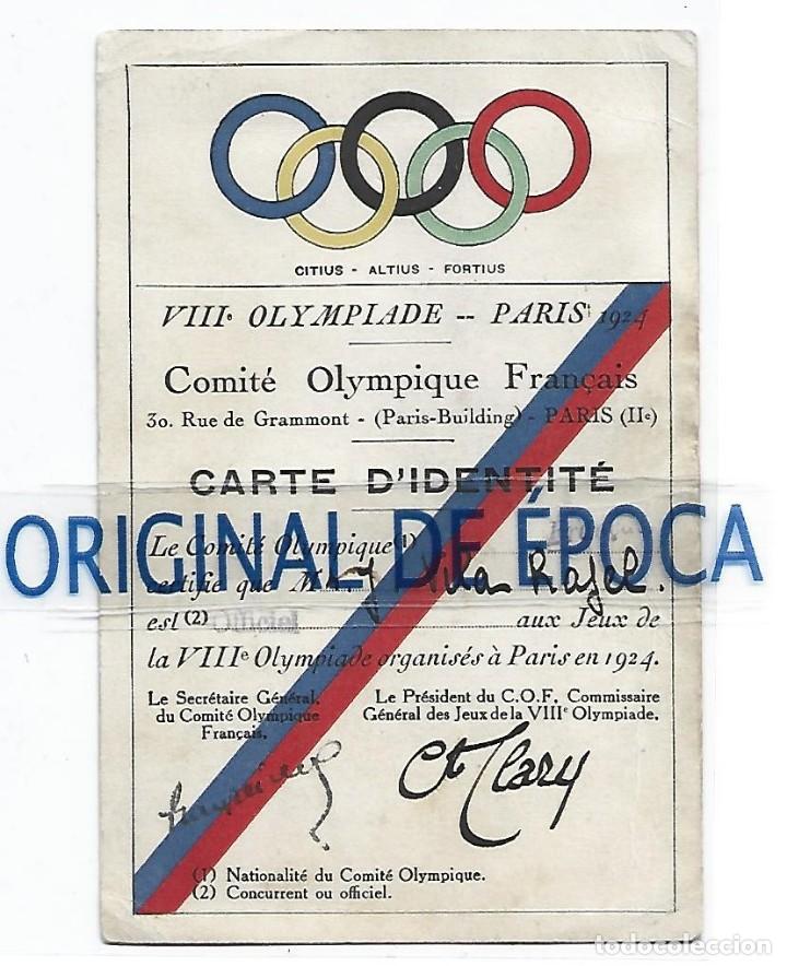 Coleccionismo deportivo: (F-211013)CARNET DE IDENTIDAD OLIMPIADAS DE PARIS 1924 - Foto 1