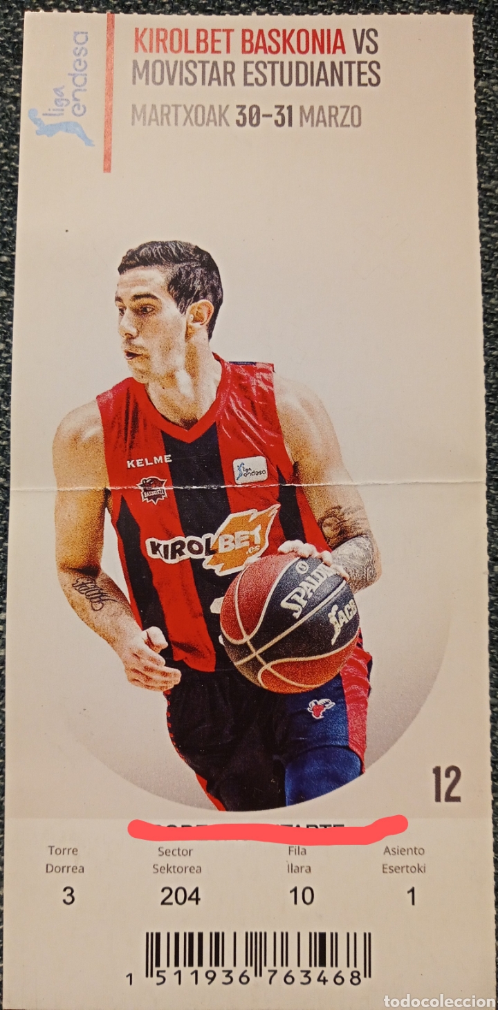 Coleccionismo deportivo: ENTRADA BASKONIA VS MOVISTAR ESTUDIANTES - Foto 1