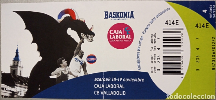 Coleccionismo deportivo: ENTRADA BASKONIA VS CB VALLADOLID - Foto 1