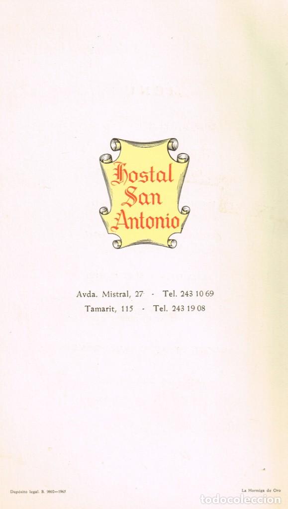 Coleccionismo deportivo: 1965 Commemoraci&oacute; del Cinquantenari de la Federaci&oacute; Catalana d&acute;Atletisme HOSTAL SAN ANTONIO Men&uacute; - Foto 3