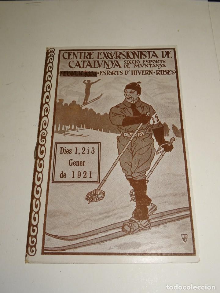 PROGRAMA CENTRE EXCURSIONISTA DE CATALUNYA 1921 ESPORTS D'HIVERN RIBES DE FRESER, ESQUI (Coleccionismo Deportivo - Documentos de Deportes - Otros)