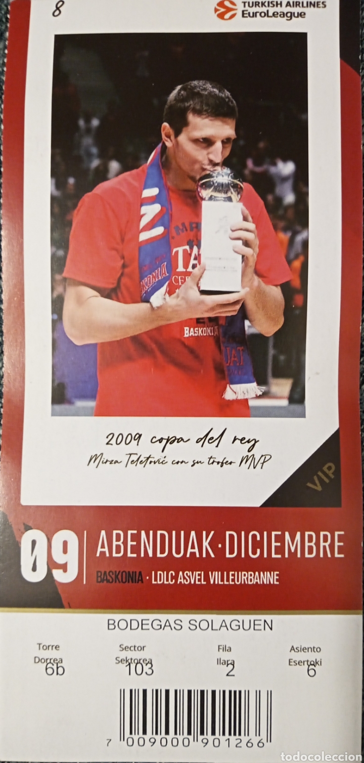 Coleccionismo deportivo: ENTRADA BASKONIA VS ASVEL VILLEBANNE - Foto 1