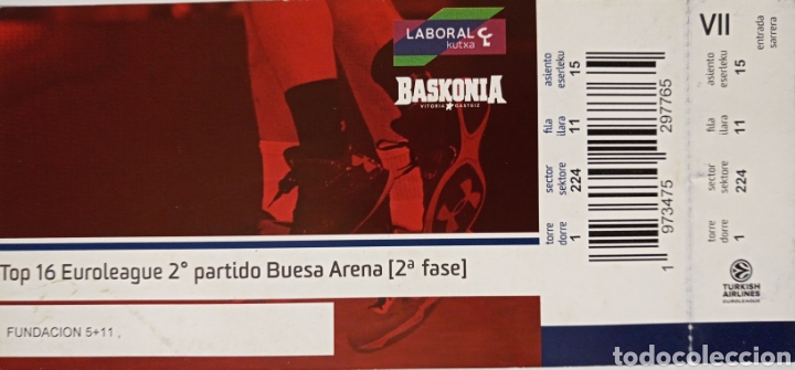 Coleccionismo deportivo: ENTRADA BASKONIA EN EUROLIGA - Foto 1