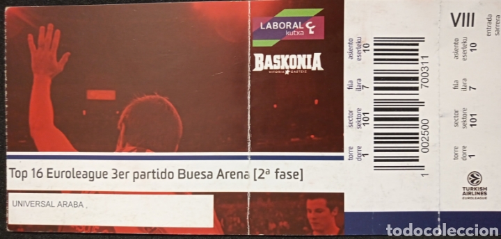 Coleccionismo deportivo: ENTRADA BASKONIA EUROLIGA - Foto 1