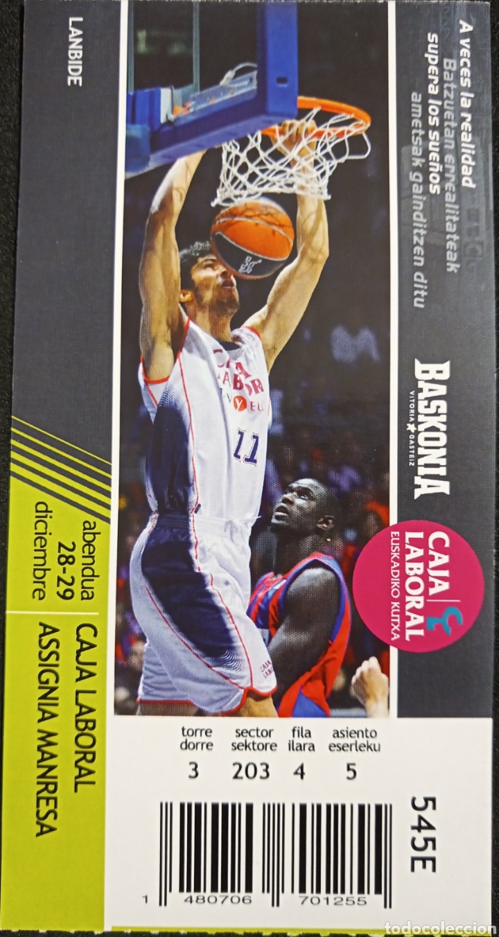 Coleccionismo deportivo: ENTRADA BASKONIA VS MANRESA - Foto 1