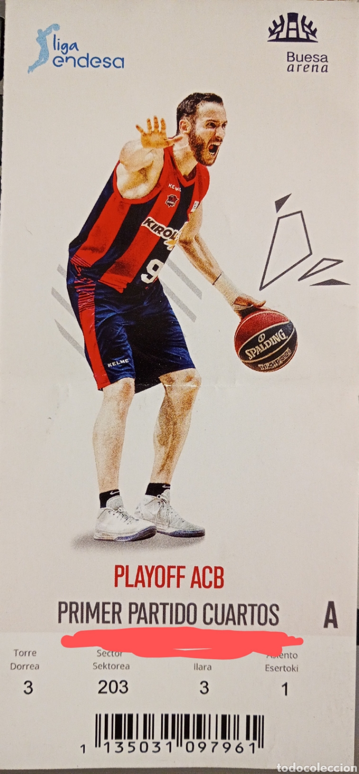 Coleccionismo deportivo: ENTRADA BASKONIA CUARTOS DE FINAL ACB - Foto 1