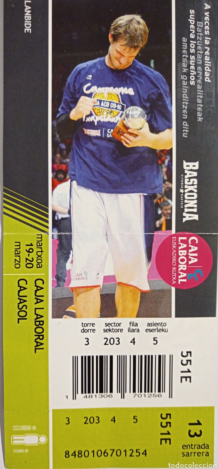 Coleccionismo deportivo: ENYRADA BASKONIA VS CAJASOL - Foto 1