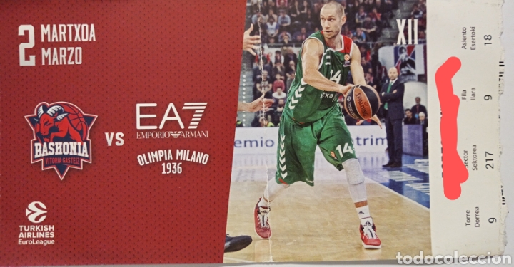 Coleccionismo deportivo: ENTRADA BASKONIA VS OLIMPIA MILAN - Foto 1