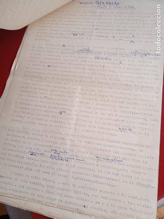 Coleccionismo deportivo: Athl&eacute;tic de Bilbao. Art&iacute;culo mecanografiado. Varias p&aacute;ginas - Foto 3