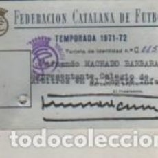 Collectionnisme sportif: CARNET FEDERACIÓN CATALANA DE FUTBOL 1971. Lote 312533913