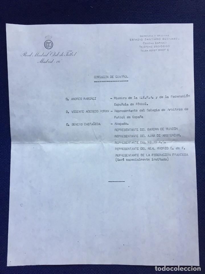 Coleccionismo deportivo: F21500 DOCUMENTO ORIGINAL COMISION DE CONTROL REAL MADRID UEFA - Foto 1