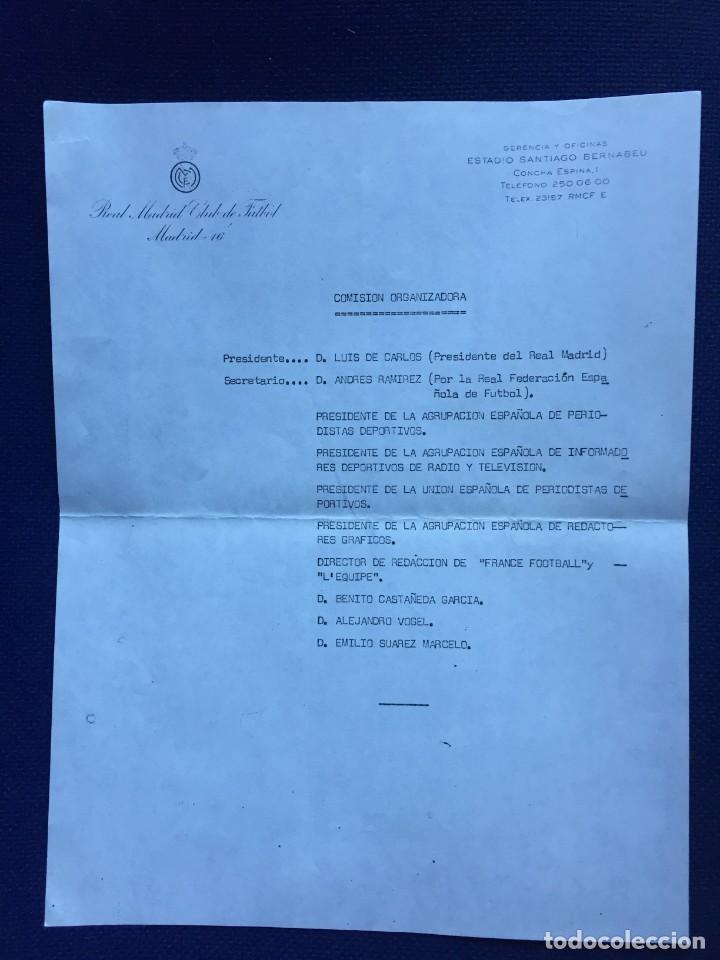 Coleccionismo deportivo: F21501 DOCUMENTO ORIGINAL COMISION ORGANIZADORA REAL MADRID UEFA - Foto 1