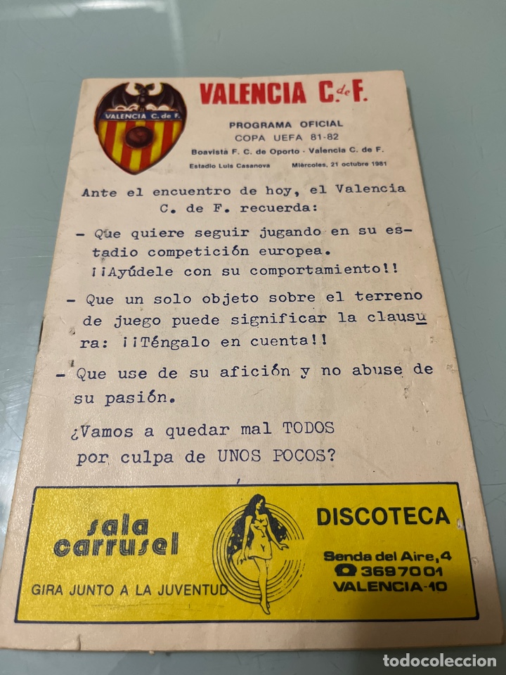 Coleccionismo deportivo: 1981 Valencia Boavista UEFA programa oficial - Foto 1