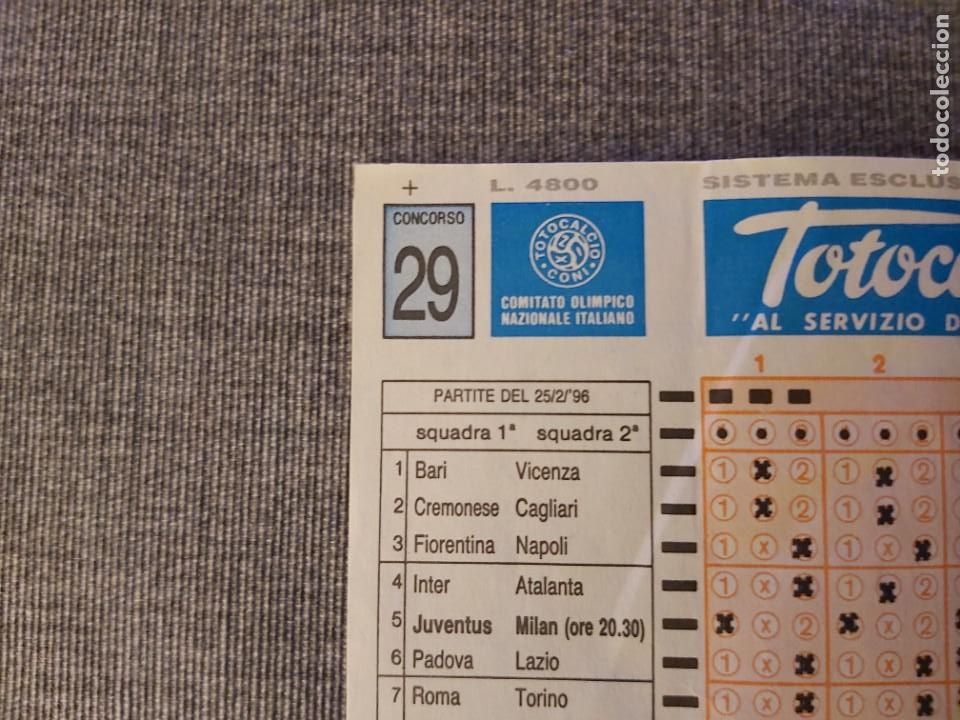 Coleccionismo deportivo: QUINIELA ITALIA TOTOCALCIO 1996 - Foto 2