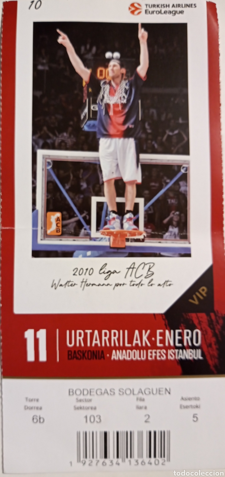Coleccionismo deportivo: ENTRADA BASKONIA VS ANADOLU EFES ISTANBUL - Foto 1