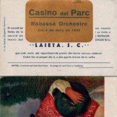 Coleccionismo deportivo: LAIETÀ, S. C. - SECCIÓ TENNIS - 04.06.1932 - INVITACIÓN A LA CENA BAILE POR RABASSA ORCHESTRE-140X90