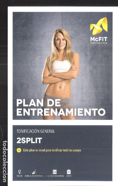 Coleccionismo deportivo: *2 SPLIT. Tonificaci&oacute;n General*. Plan de Entrenamiento McFIT. D&iacute;ptico.17x11 cm. - Foto 1